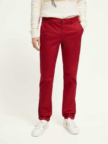 SCOTCH SODA Mott Slim Fit Stretch Twill Chino in Garnet Red 30