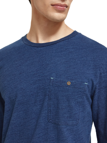 SCOTCH & SODA - Indigo Long Sleeve T-Shirt in Organic Cotton